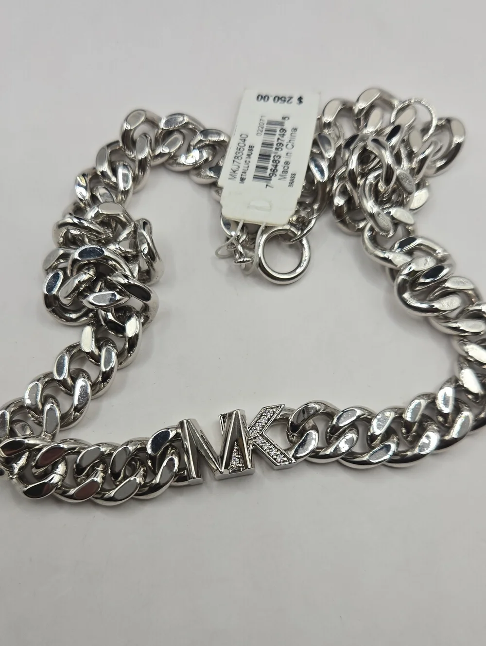 NEW Michael Kors Silver MK Chunky Chain Necklace